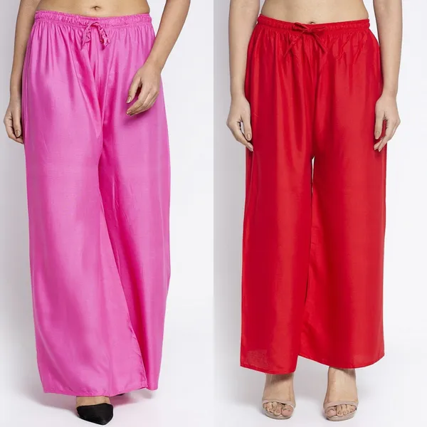 Pink_And_Red_Rayon_Wide_Leg_Palazzo_Pants_For_Women
