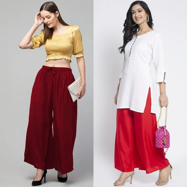 Maroon_And_Red_Rayon_Wide_Leg_Palazzo_Pants_For_Women