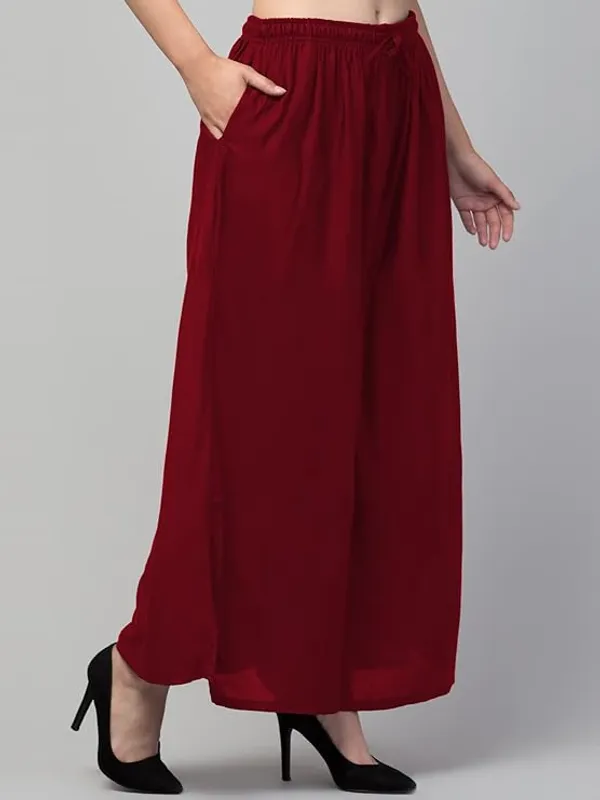Maroon_Rayon_Wide_Leg_Palazzo_Pants_For_Women