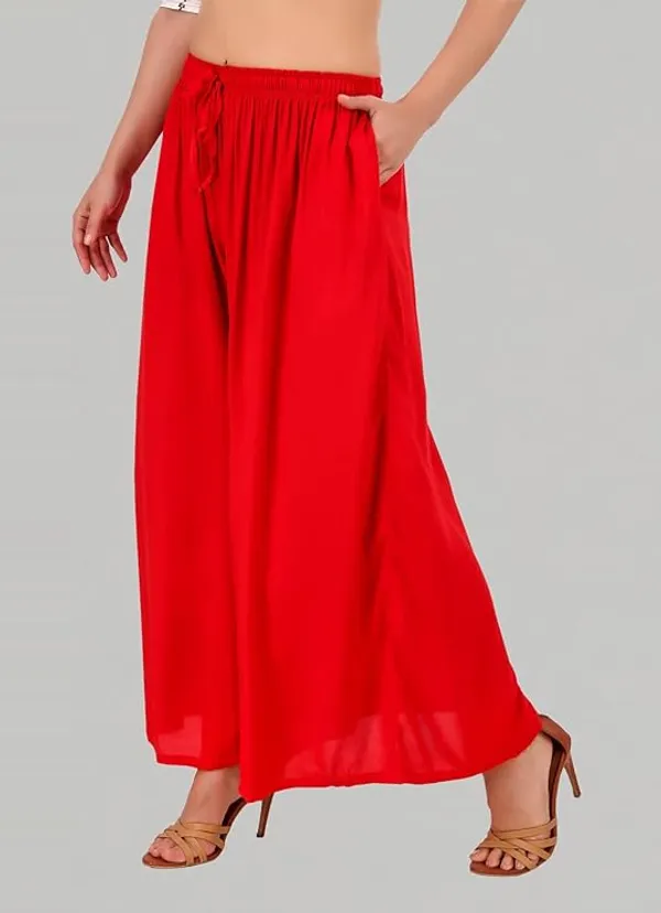 Red_Rayon_Wide_Leg_Flared_Palazzo_Pants_For_Women