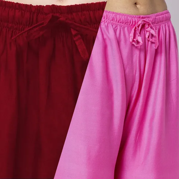 Maroon_And_Pink_Rayon_Flared_Palazzo_Pants_For_Women