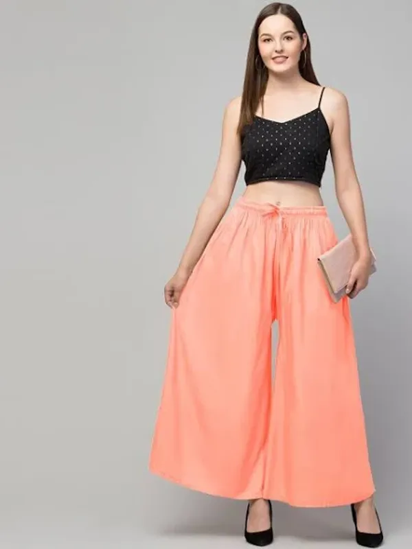 Peach_Rayon_Wide_Leg_Flared_Palazzo_Pants_For_Women