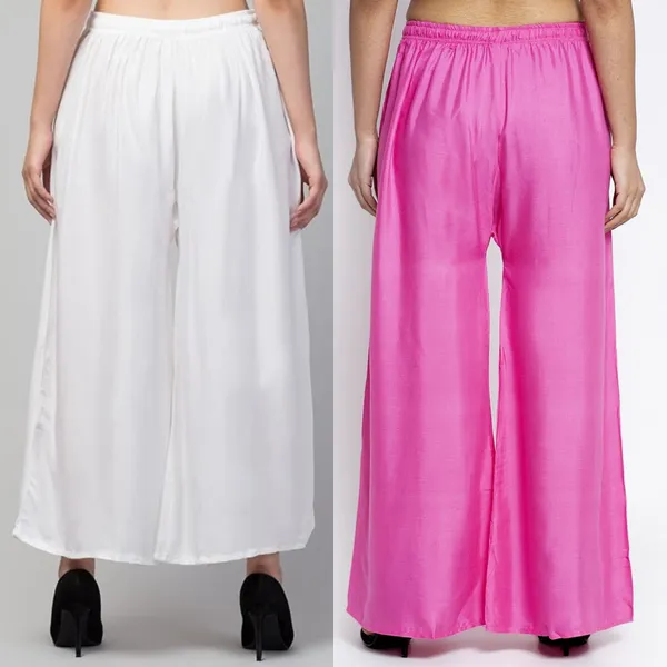 White_And_Pink_Rayon_Flared_Palazzo_Pants_For_Women