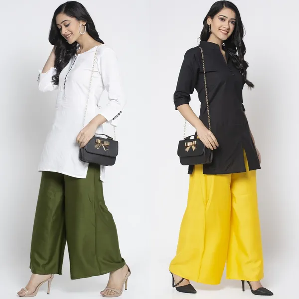 Olive_Green_And_Yellow_Rayon_Wide_Leg_Palazzo_Pants_For_Women