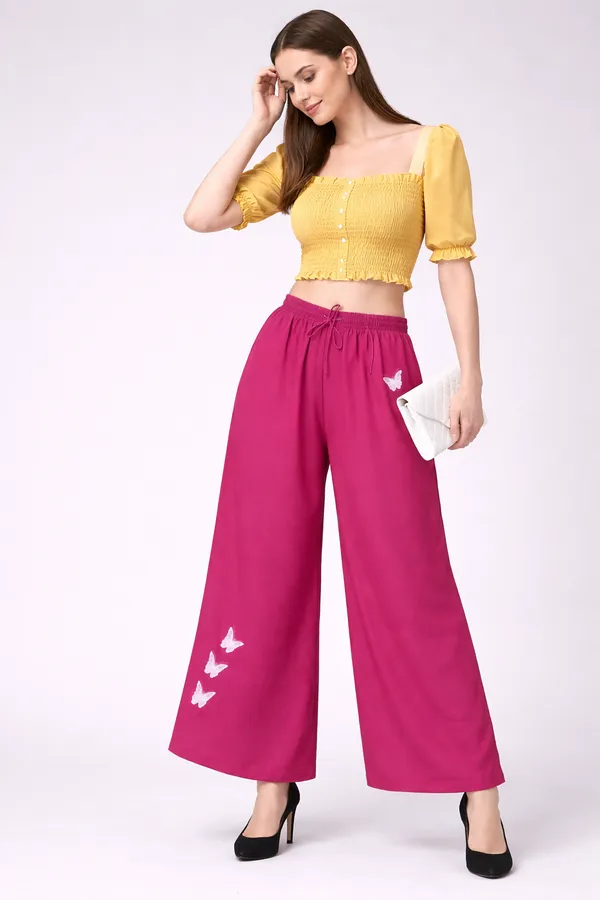 Pink_Rayon_Wide_Leg_Butterfly_Embroidered_Palazzo_Pants_For_Women