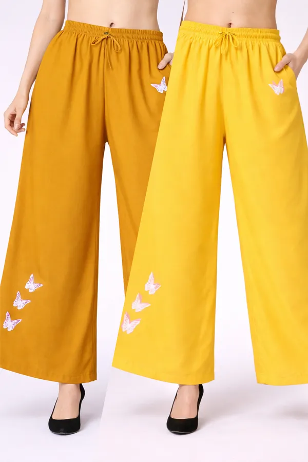 Yellow_Mustard_Rayon_Smocked_Crop_Top_Butterfly_Print_Palazzo_Co_Ord_Set_For_Women