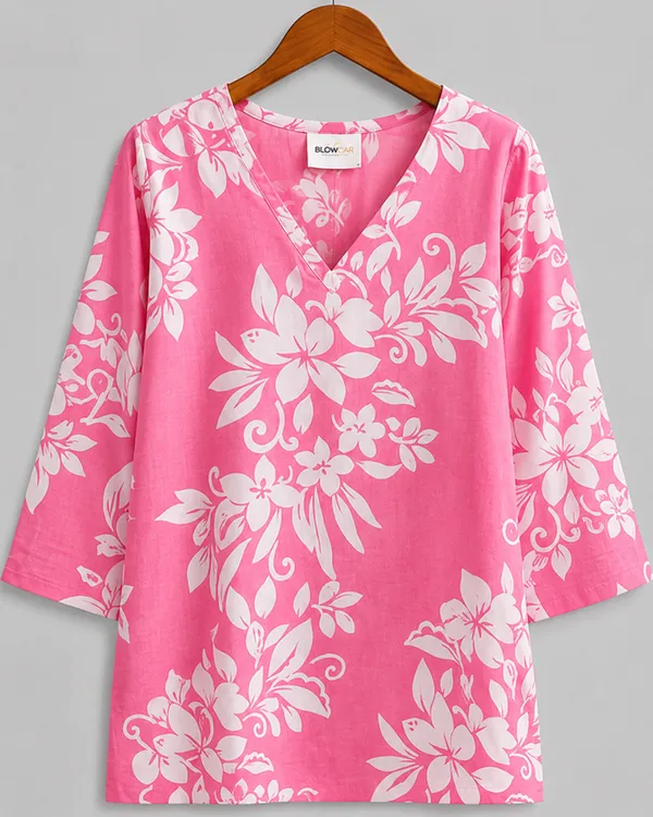 BLQWEAR_Floral_Print,_Printed_Cotton_Blend_Straight_Kurti_for_Women