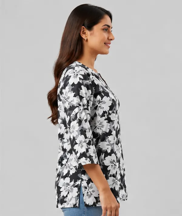 BLQWEAR_Floral_Print,_Printed_Cotton_Blend_Straight_Kurti_for_Women