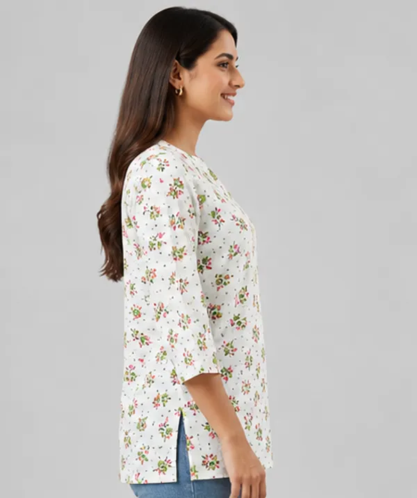 BLQWEAR_Floral_Print,_Printed_Cotton_Blend_Straight_Kurti_for_Women