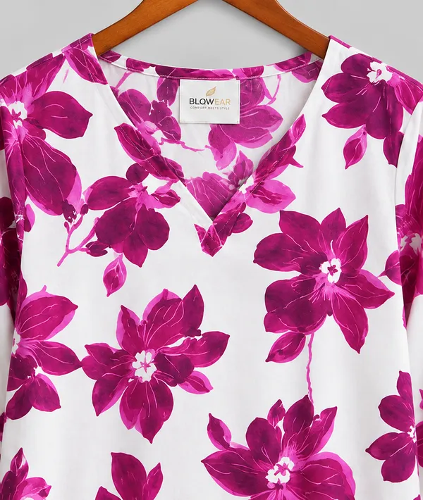 BLQWEAR_Floral_Print,_Printed_Cotton_Blend_Straight_Kurti_for_Women