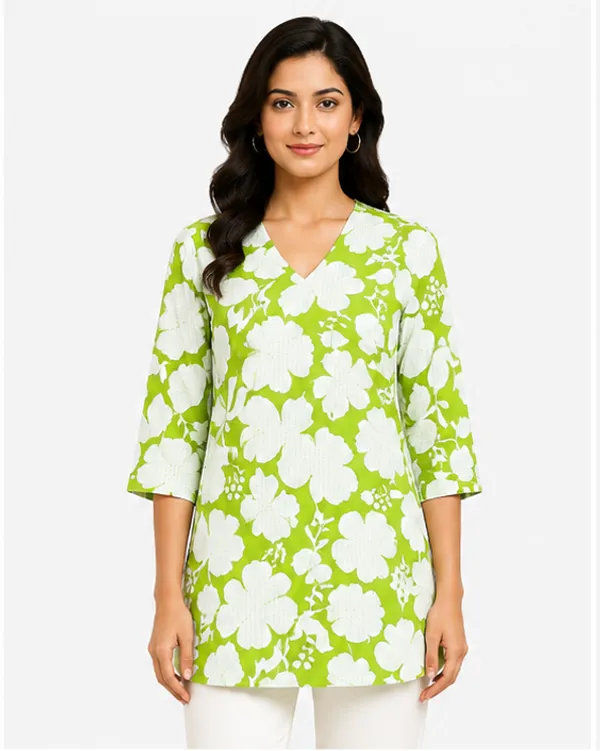 BLQWEAR_Floral_Print,_Printed_Cotton_Blend_Straight_Kurti_for_Women