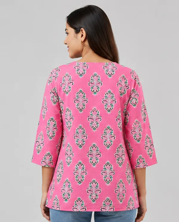BLQWEAR_Floral_Print,_Printed_Cotton_Blend_Straight_Kurti_for_Women