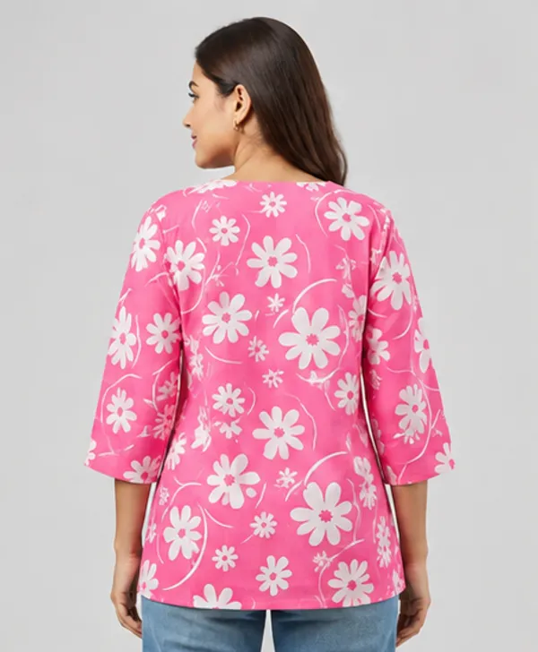 BLQWEAR_Floral_Print,_Printed_Cotton_Blend_Straight_Kurti_for_Women