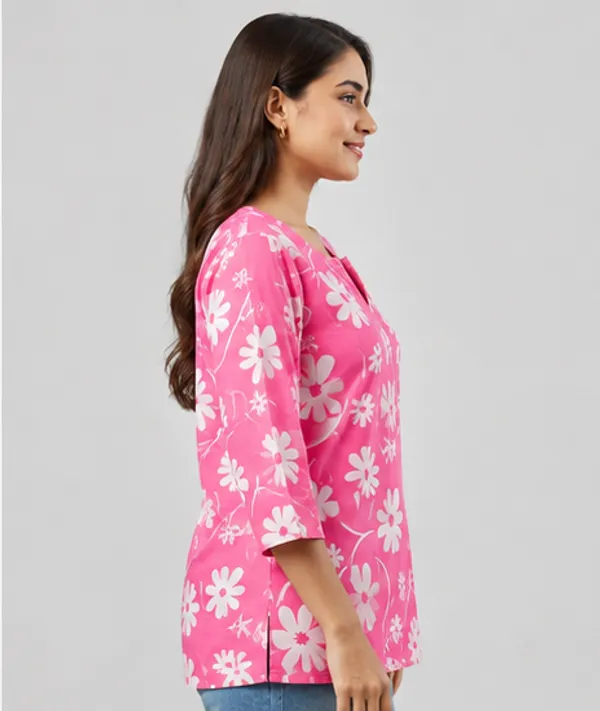 BLQWEAR_Floral_Print,_Printed_Cotton_Blend_Straight_Kurti_for_Women