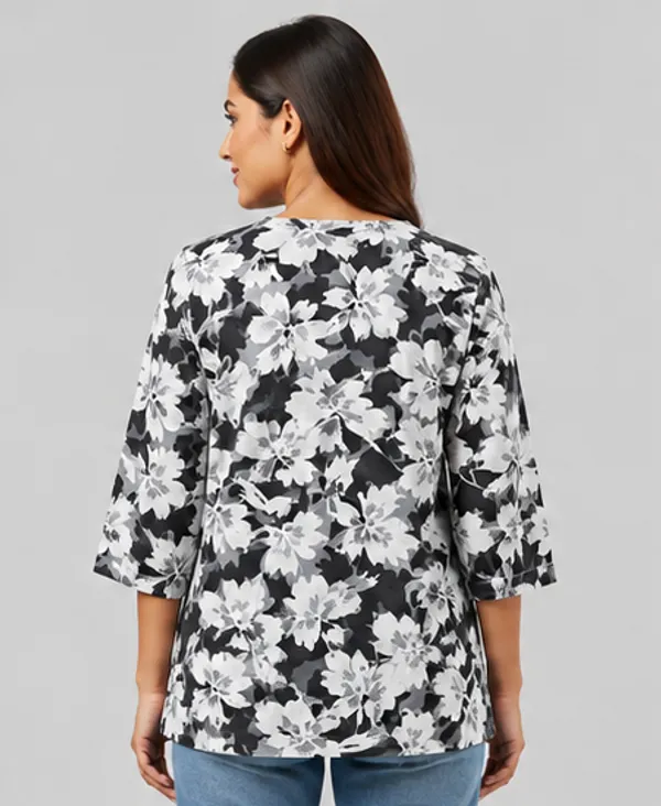 BLQWEAR_Floral_Print,_Printed_Cotton_Blend_Straight_Kurti_for_Women