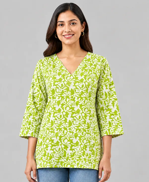 BLQWEAR_Floral_Print,_Printed_Cotton_Blend_Straight_Kurti_for_Women