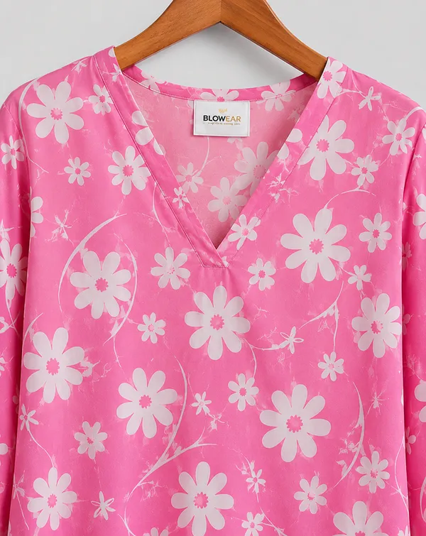 BLQWEAR_Floral_Print,_Printed_Cotton_Blend_Straight_Kurti_for_Women