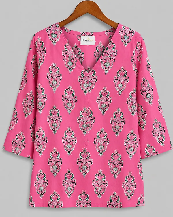 BLQWEAR_Floral_Print,_Printed_Cotton_Blend_Straight_Kurti_for_Women