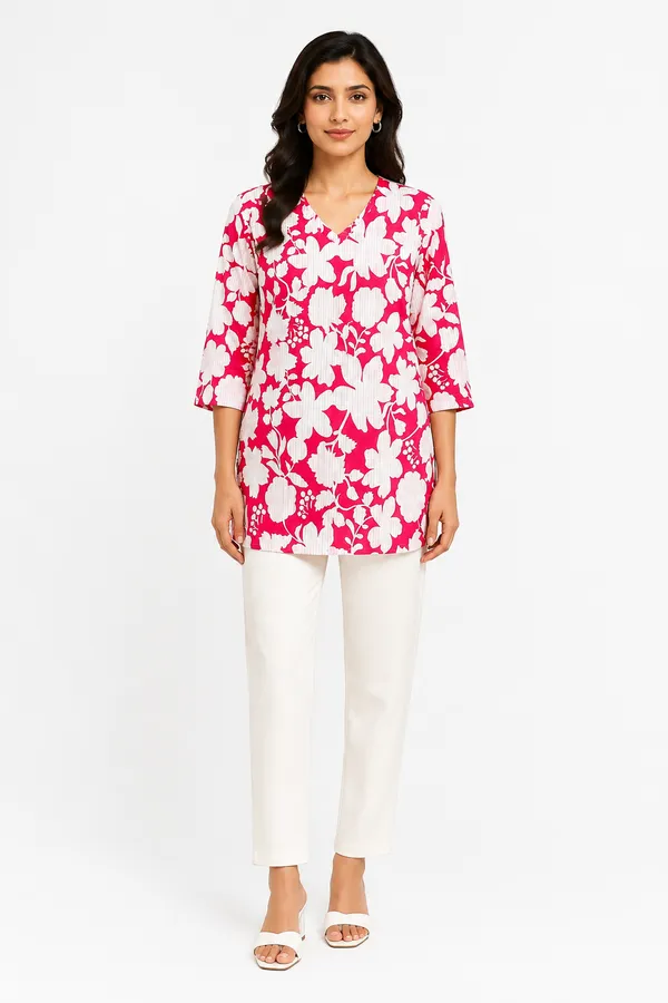 BLQWEAR_Floral_Print,_Printed_Cotton_Blend_Straight_Kurti_for_Women