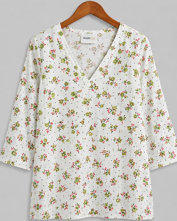 BLQWEAR_Floral_Print,_Printed_Cotton_Blend_Straight_Kurti_for_Women