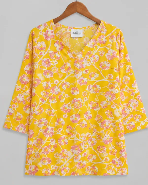 BLQWEAR_Floral_Print,_Printed_Cotton_Blend_Straight_Kurti_for_Women