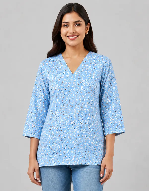 BLQWEAR_Floral_Print,_Printed_Cotton_Blend_Straight_Kurti_for_Women