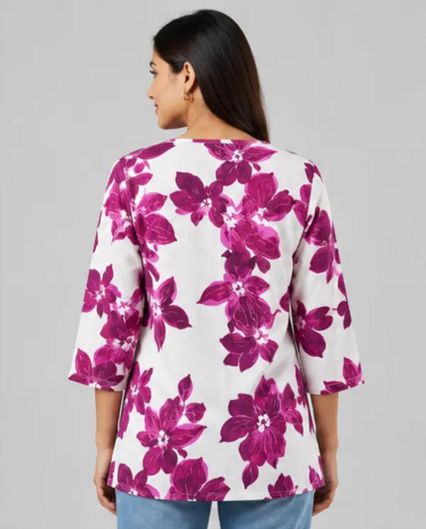 BLQWEAR_Floral_Print,_Printed_Cotton_Blend_Straight_Kurti_for_Women