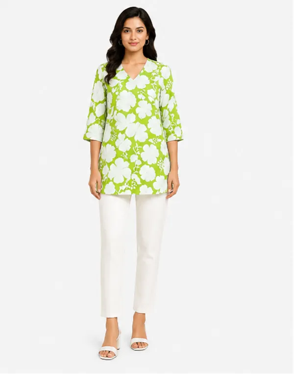 BLQWEAR_Floral_Print,_Printed_Cotton_Blend_Straight_Kurti_for_Women