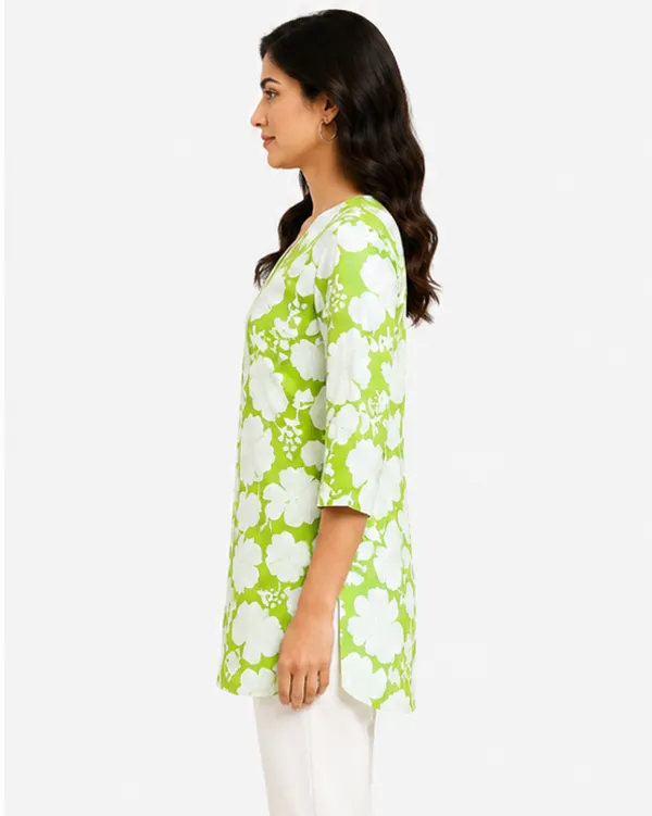 BLQWEAR_Floral_Print,_Printed_Cotton_Blend_Straight_Kurti_for_Women