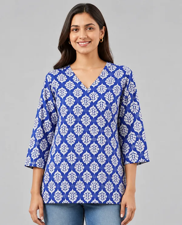 BLQWEAR_Floral_Print,_Printed_Cotton_Blend_Straight_Kurti_for_Women