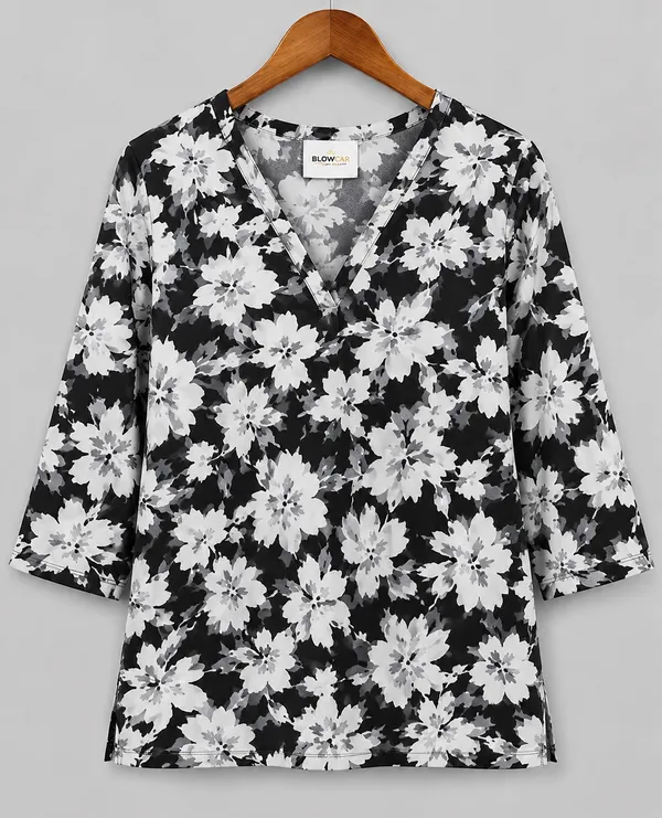 BLQWEAR_Floral_Print,_Printed_Cotton_Blend_Straight_Kurti_for_Women