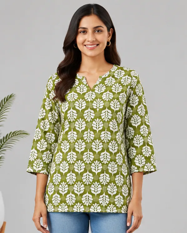 BLQWEAR_Floral_Print,_Printed_Cotton_Blend_Straight_Kurti_for_Women