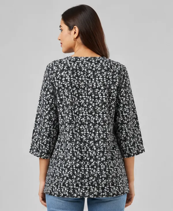 BLQWEAR_Floral_Print,_Printed_Cotton_Blend_Straight_Kurti_for_Women