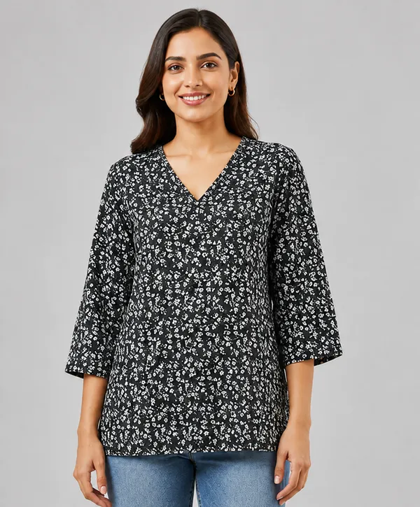 BLQWEAR_Floral_Print,_Printed_Cotton_Blend_Straight_Kurti_for_Women