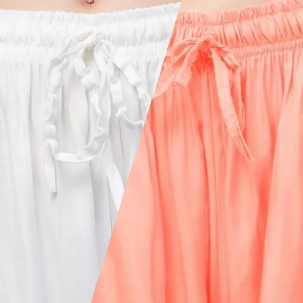 White_And_Peach_Rayon_Wide_Leg_Flared_Palazzo_Pants_For_Women