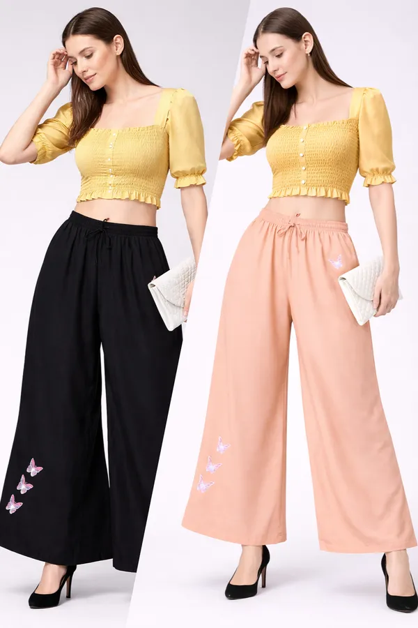 Black_Peach_Rayon_Wide_Leg_Butterfly_Embroidered_Palazzo_Pants_For_Women