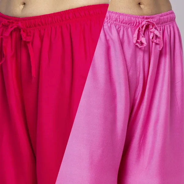 Pink_And_Magenta_Rayon_Wide_Leg_Palazzo_Pants_For_Women