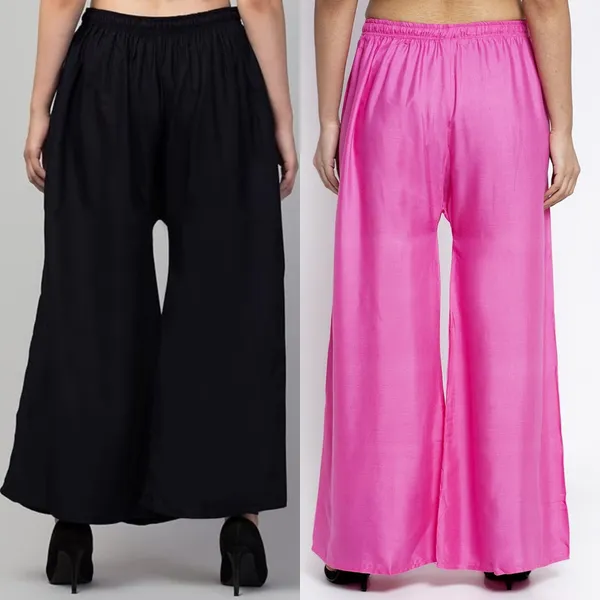 Black_And_Pink_Rayon_Wide_Leg_Palazzo_Pants_For_Women