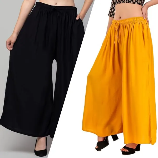 Black_And_Mustard_Rayon_Flared_Palazzo_Pants_For_Women