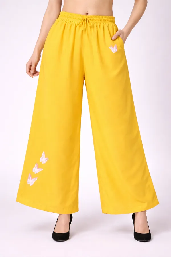 Yellow_Rayon_Butterfly_Embroidered_Wide_Leg_Palazzo_For_Women