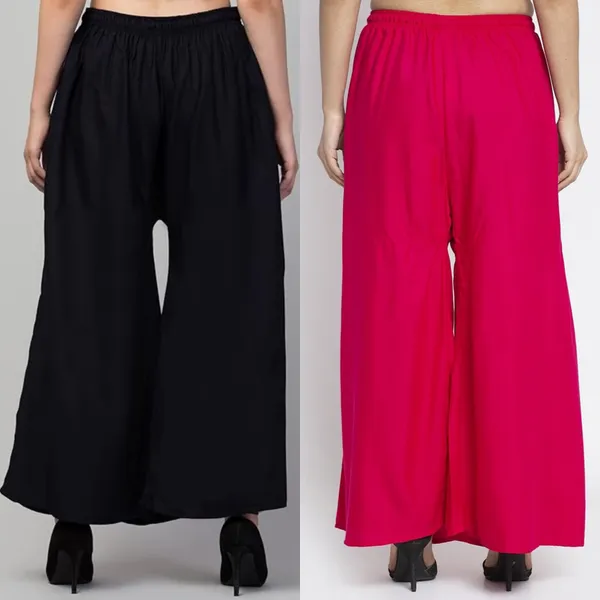 Black_And_Pink_Rayon_Wide_Leg_Palazzo_Pants_For_Women