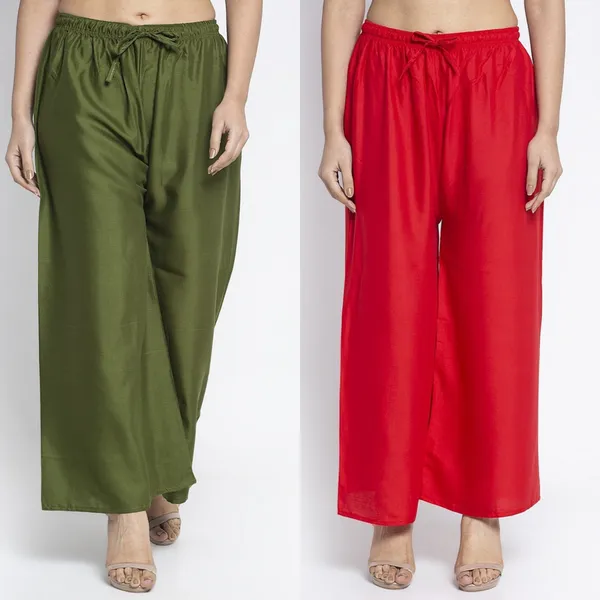 Green_And_Red_Rayon_Wide_Leg_Palazzo_Pants_For_Women