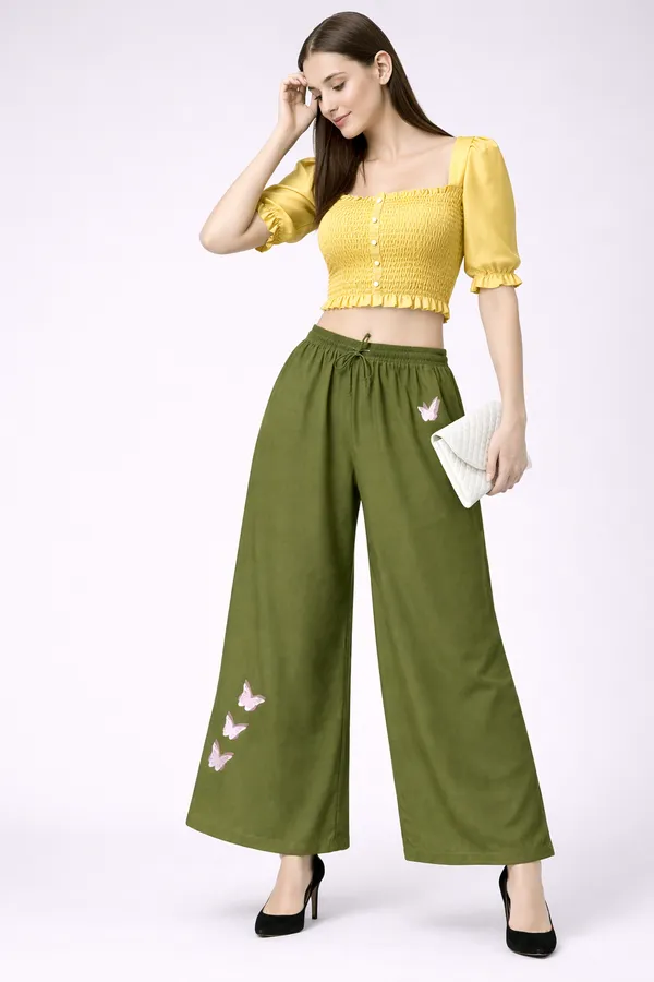 Olive_Green_Rayon_Wide_Leg_Butterfly_Embroidered_Palazzo_Pants_For_Women