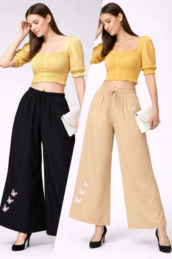 Black_Beige_Rayon_Smocked_Crop_Top_Wide_Leg_Palazzo_Co_Ord_Set_For_Women