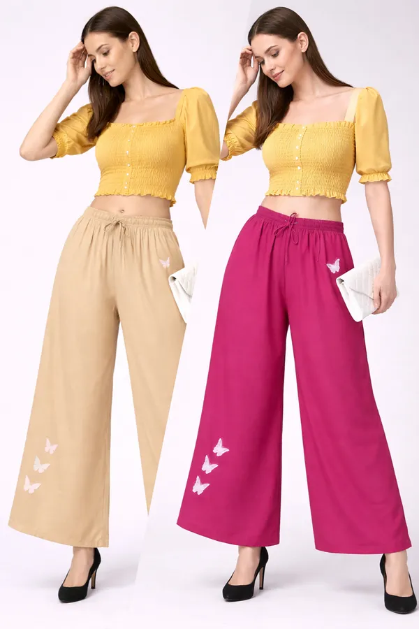 Mustard_Pink_Rayon_Wide_Leg_Butterfly_Print_Palazzo_Pants_For_Women