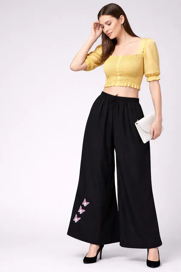 Black_Rayon_Wide_Leg_Butterfly_Embroidered_Palazzo_Pants_For_Women