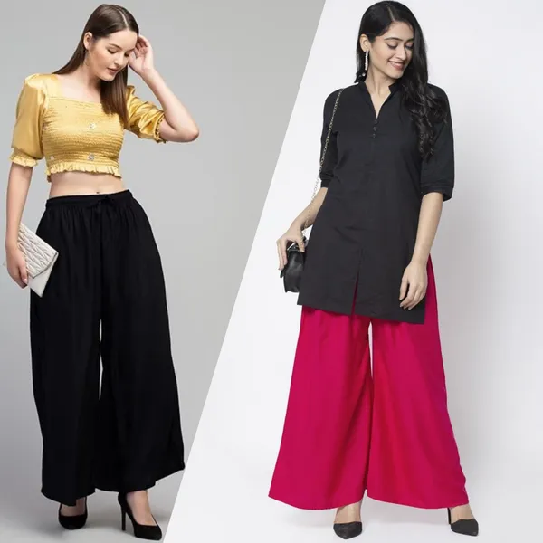 Black_And_Pink_Rayon_Wide_Leg_Palazzo_Pants_For_Women