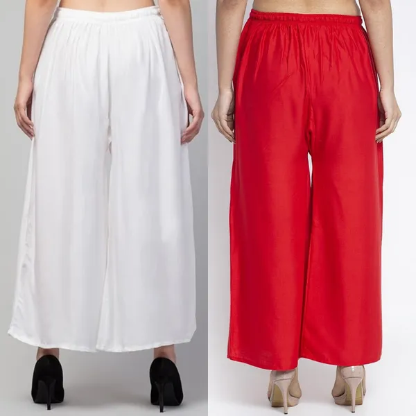 White_And_Red_Rayon_Wide_Leg_Palazzo_Pants_For_Women