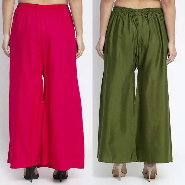 Pink_And_Olive_Green_Rayon_Flared_Palazzo_Pants_For_Women