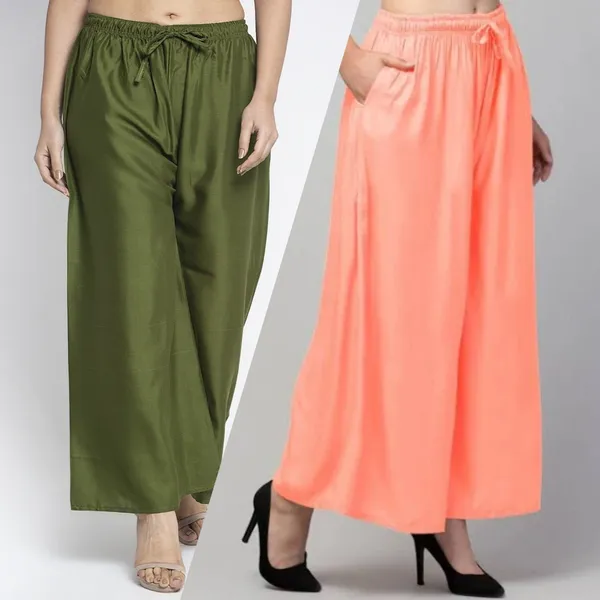 Olive_Green_And_Peach_Rayon_Flared_Palazzo_Pants_For_Women